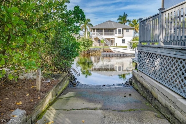 dock area featuring a water view