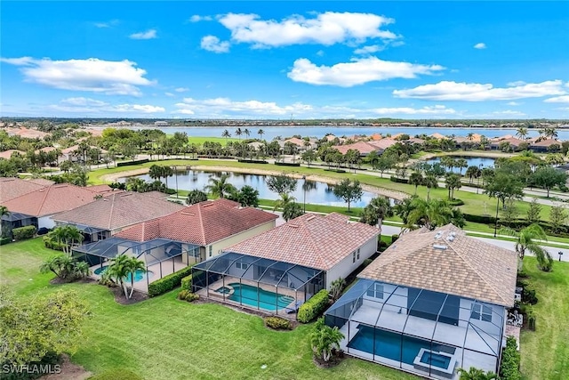 9102 Limestone Ln, Naples, FL 34120 - aerial view featuring a water view and a residential view