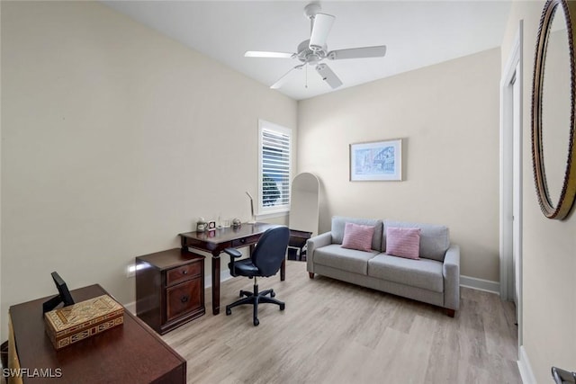 9102 Limestone Ln, Naples, FL 34120 - office featuring light wood-type flooring, baseboards, and ceiling fan