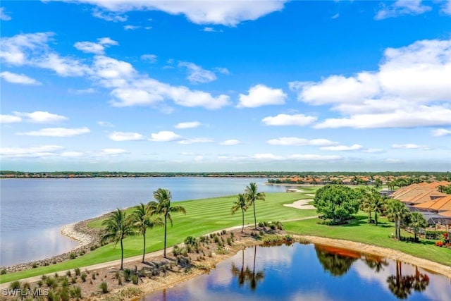 9102 Limestone Ln, Naples, FL 34120 - drone / aerial view featuring a water view and golf course view