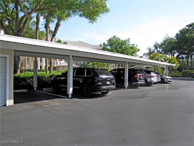 view of covered parking lot
