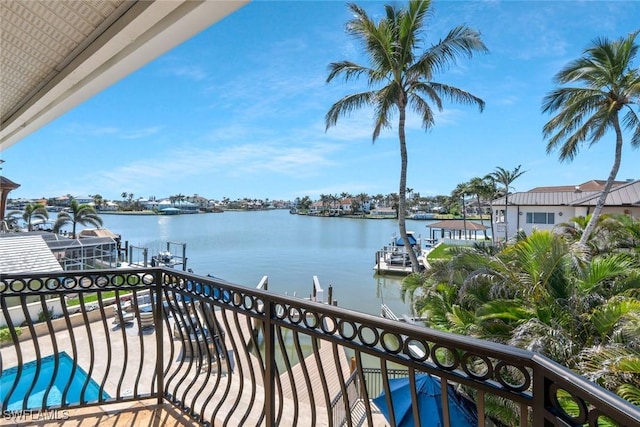 152 Conners Ave, Naples, FL 34108 - balcony featuring a boat dock and a water view