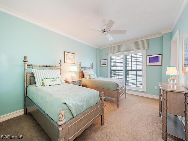 1255 Gulf Shore Blvd N Unit 3N, Naples, FL 34102 - carpeted bedroom featuring crown molding, baseboards, and ceiling fan