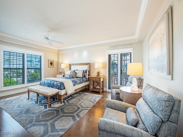 1255 Gulf Shore Blvd N Unit 3N, Naples, FL 34102 - bedroom featuring wood finished floors, crown molding, a ceiling fan, and baseboards