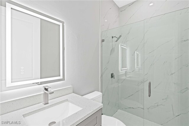 1819 NW 19th Ave, Cape Coral, FL 33993 - full bath with vanity, toilet, and a marble finish shower