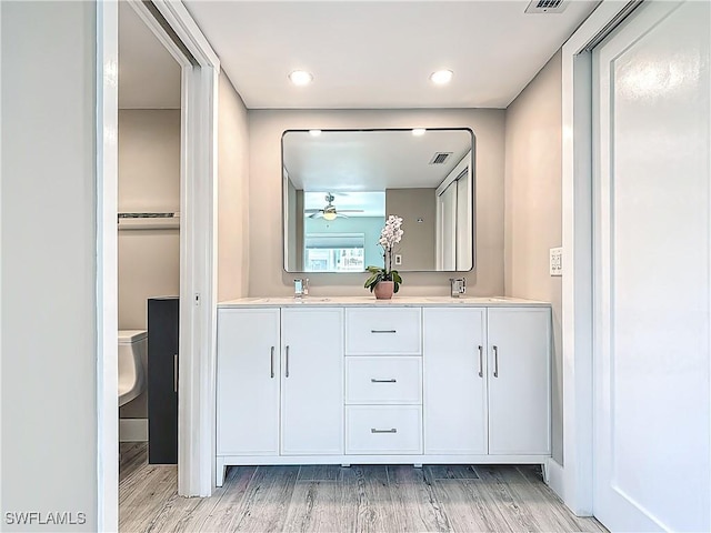 1320 Blue Point Ave Unit 2, Naples, FL 34102 - full bath featuring wood finished floors, ceiling fan, double vanity, and recessed lighting