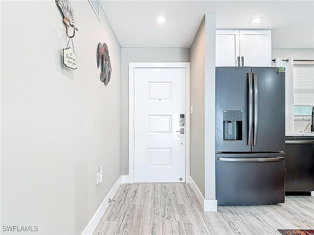 1320 Blue Point Ave Unit 2, Naples, FL 34102 - kitchen featuring stainless steel appliances, light wood-style floors, white cabinetry, baseboards, and recessed lighting