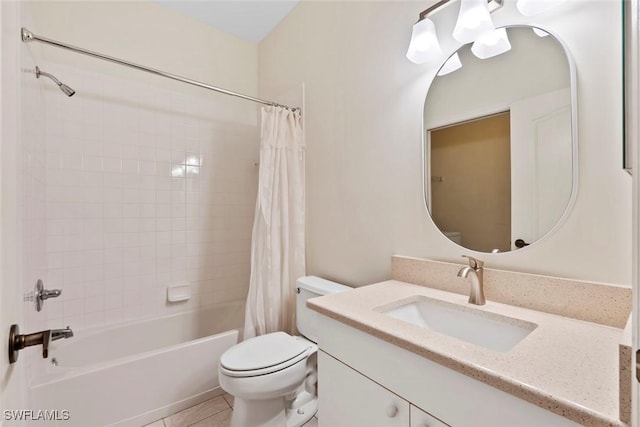 20657 Country Barn Dr, Estero, FL 33928 - bathroom with tile patterned flooring, vanity, shower / bath combination with curtain, and toilet