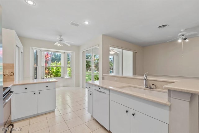 20657 Country Barn Dr, Estero, FL 33928 - kitchen featuring visible vents, ceiling fan, stainless steel electric stove, and dishwasher
