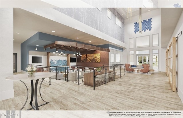 7060 Del Webb Oak Creek Blvd, North Fort Myers, FL 33917 - common area with a towering ceiling and recessed lighting