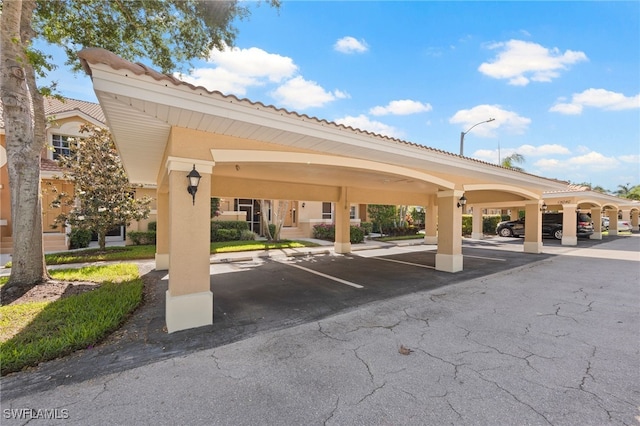 view of covered parking lot