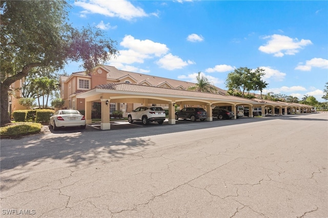 view of covered parking lot