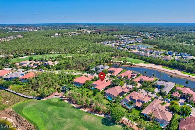 14501 Marsala Way, Naples, FL 34109 - aerial view of property and surrounding area with nearby suburban area, a nearby body of water, and a golf club