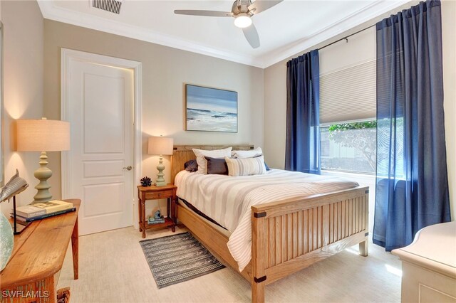 14501 Marsala Way, Naples, FL 34109 - bedroom featuring crown molding and a ceiling fan