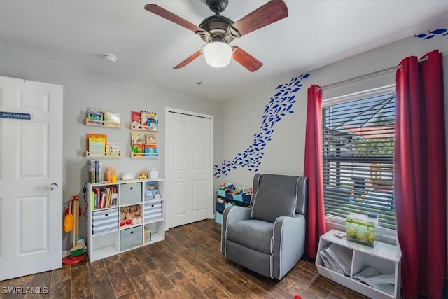 3322 SW 29th Ave, Cape Coral, FL 33914 - living area with a ceiling fan and wood finished floors