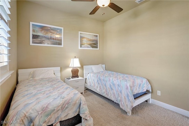 144 SW 54th Ter, Cape Coral, FL 33914 - carpeted bedroom featuring visible vents, baseboards, and ceiling fan