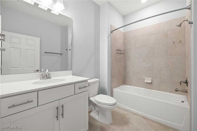 12000 Santaluz Dr Unit 202, Fort Myers, FL 33913 - full bath featuring toilet, vanity, tile patterned floors, and shower / tub combination