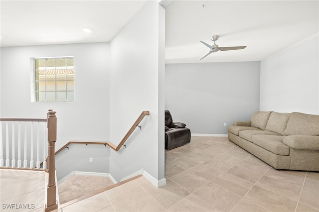 12000 Santaluz Dr Unit 202, Fort Myers, FL 33913 - living room with baseboards, a ceiling fan, and light tile patterned floors