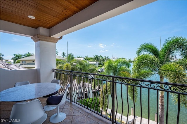 balcony with a water view