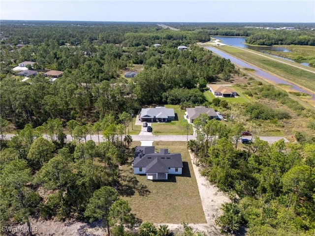 3314 43rd St W, Lehigh Acres, FL 33971 - bird's eye view with a water view and a wooded view
