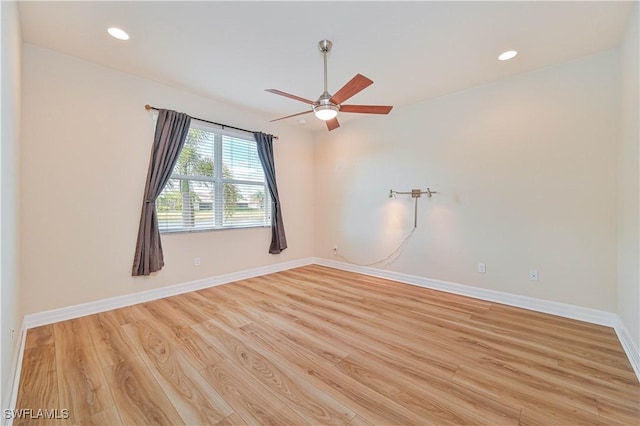10486 Winged Elm Ln, Fort Myers, FL 33913 - empty room featuring light wood-style flooring, a ceiling fan, and recessed lighting