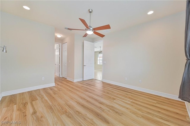 10486 Winged Elm Ln, Fort Myers, FL 33913 - spare room featuring ceiling fan, light wood finished floors, and recessed lighting