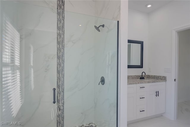 3403 53rd St W, Lehigh Acres, FL 33971 - bathroom featuring a marble finish shower and plenty of natural light