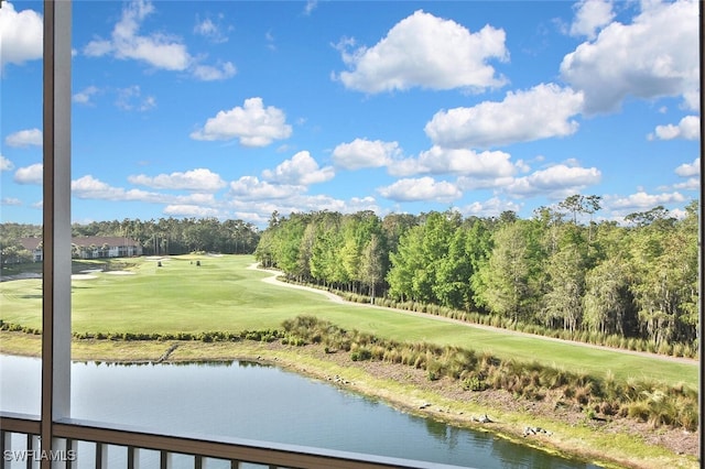 view of water feature with view of golf course