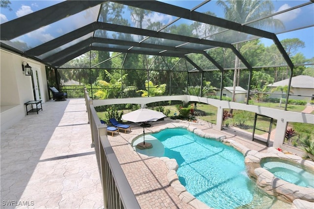 2061 Santa Barbara Blvd, Naples, FL 34116 - view of pool with a patio, a pool with connected hot tub, and glass enclosure