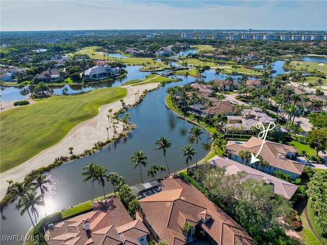 1716 Venezia Way, Naples, FL 34105 - aerial perspective of suburban area with a large body of water and a golf course