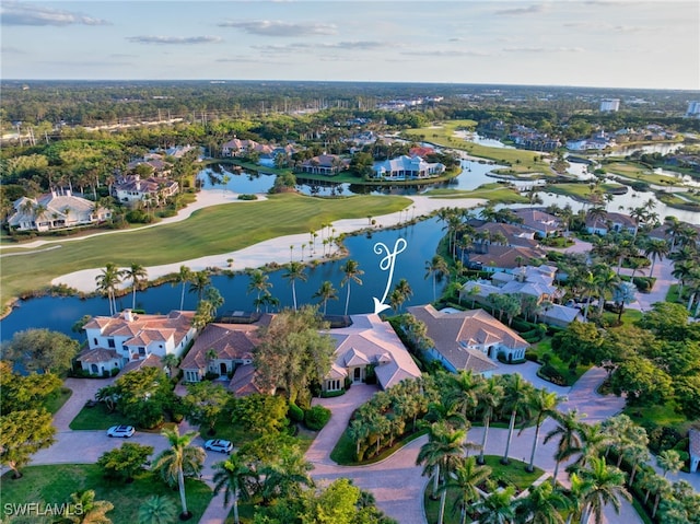 1716 Venezia Way, Naples, FL 34105 - aerial overview of property's location featuring nearby suburban area, a golf club, and a large body of water