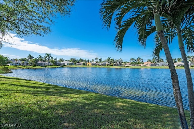 view of water feature with a residential view