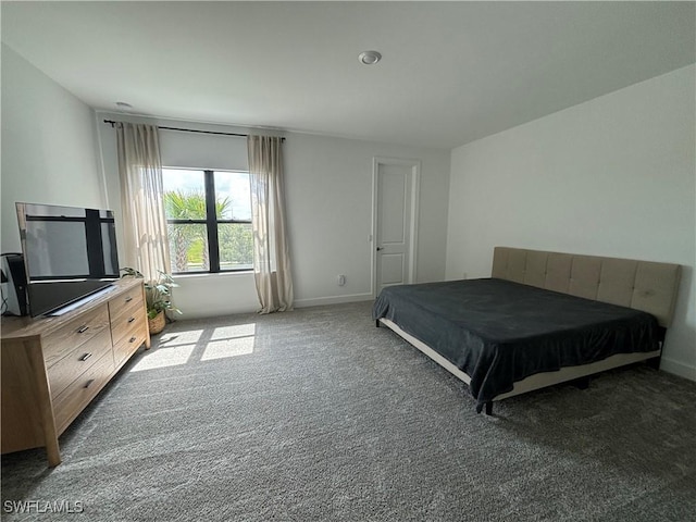 bedroom with baseboards and carpet floors