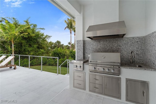 view of patio / terrace featuring a sink, area for grilling, and a grill