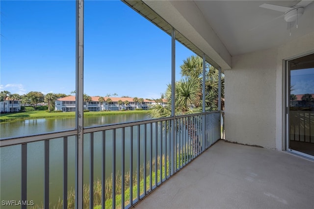 2165 Arielle Dr Unit 1605, Naples, FL 34109 - balcony featuring a residential view, a water view, and a ceiling fan