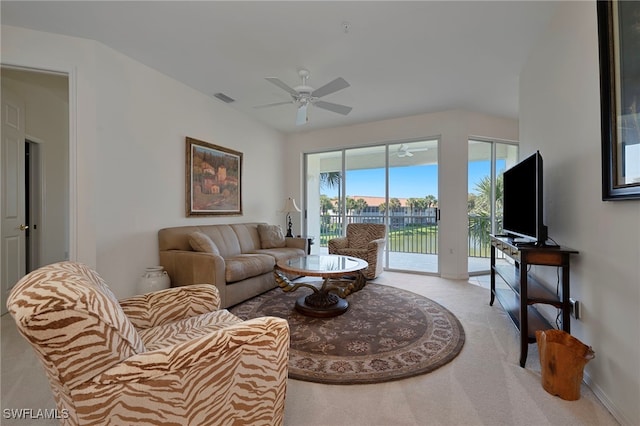 2165 Arielle Dr Unit 1605, Naples, FL 34109 - living area with visible vents, carpet, and ceiling fan