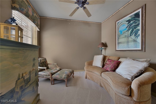 2165 Arielle Dr Unit 1605, Naples, FL 34109 - carpeted living room with baseboards and ceiling fan
