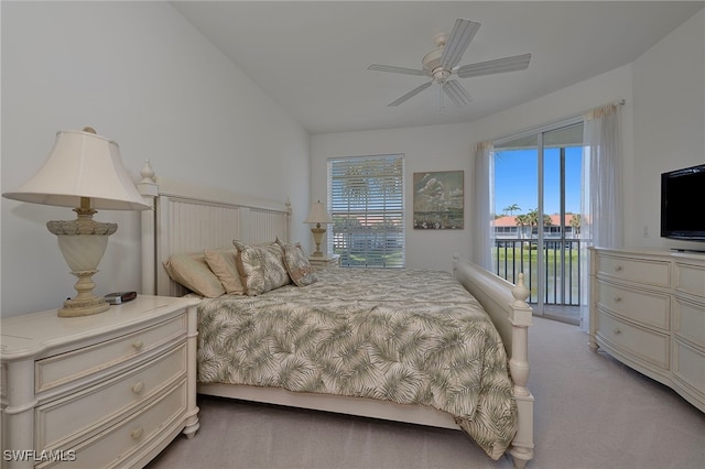 2165 Arielle Dr Unit 1605, Naples, FL 34109 - bedroom featuring access to exterior, a ceiling fan, and light colored carpet