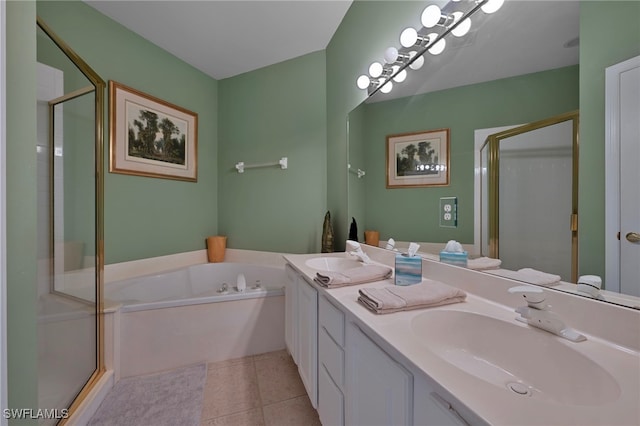2165 Arielle Dr Unit 1605, Naples, FL 34109 - bathroom with a stall shower, tile patterned flooring, a sink, and a bath