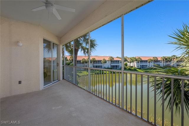 2165 Arielle Dr Unit 1605, Naples, FL 34109 - balcony featuring a residential view, ceiling fan, and a water view