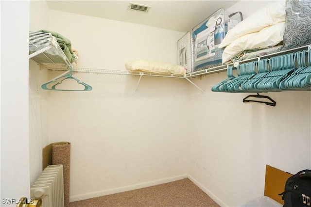 4030 Northlight Dr, Naples, FL 34112 - spacious closet featuring radiator heating unit, carpet flooring, and visible vents