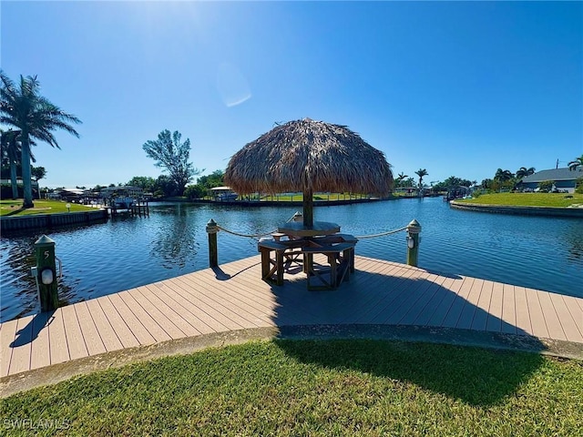 dock area featuring a water view