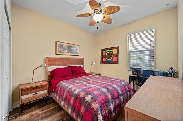 211 Lido Dr, Punta Gorda, FL 33950 - bedroom featuring a ceiling fan and wood finished floors