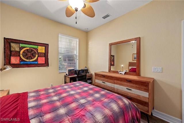 211 Lido Dr, Punta Gorda, FL 33950 - bedroom with wood finished floors, baseboards, a ceiling fan, and visible vents