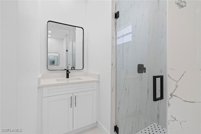 2705 68th St W, Lehigh Acres, FL 33971 - bathroom featuring a marble finish shower and vanity