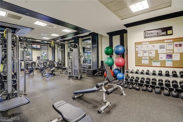 20211 Burnside Pl Unit 203, Estero, FL 33928 - exercise room featuring a paneled ceiling