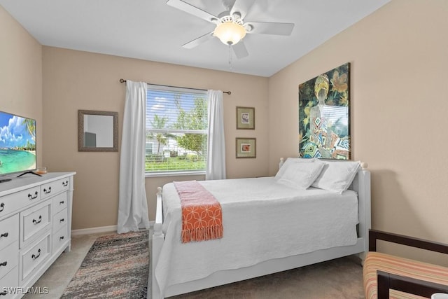 16148 Bonita Landing Cir, Bonita Springs, FL 34135 - bedroom featuring light colored carpet, baseboards, and ceiling fan