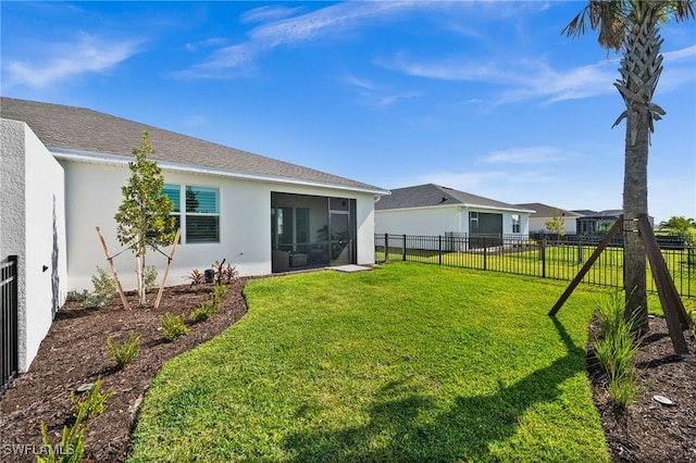 44372 Panther Dr, Punta Gorda, FL 33982 - view of yard featuring a fenced backyard and a sunroom