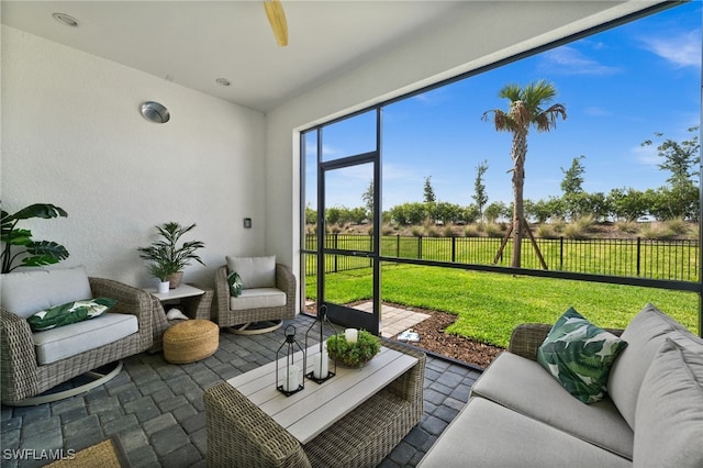 44372 Panther Dr, Punta Gorda, FL 33982 - sunroom / solarium featuring ceiling fan and an outdoor hangout area