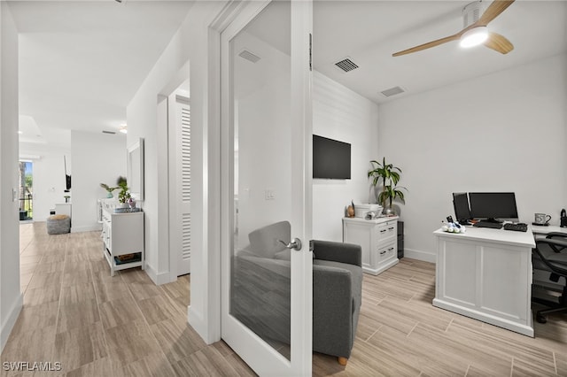 44372 Panther Dr, Punta Gorda, FL 33982 - office with visible vents, baseboards, light wood-style flooring, and ceiling fan